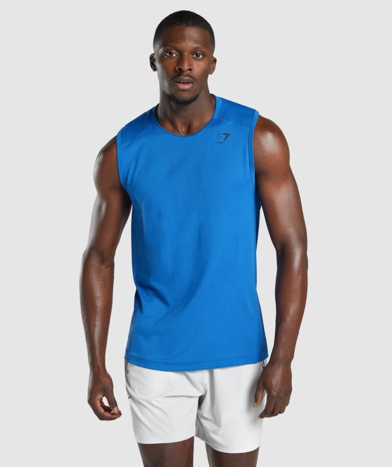 Men\'s Gymshark Apex Tanks Blue | NZ 7HBXGI